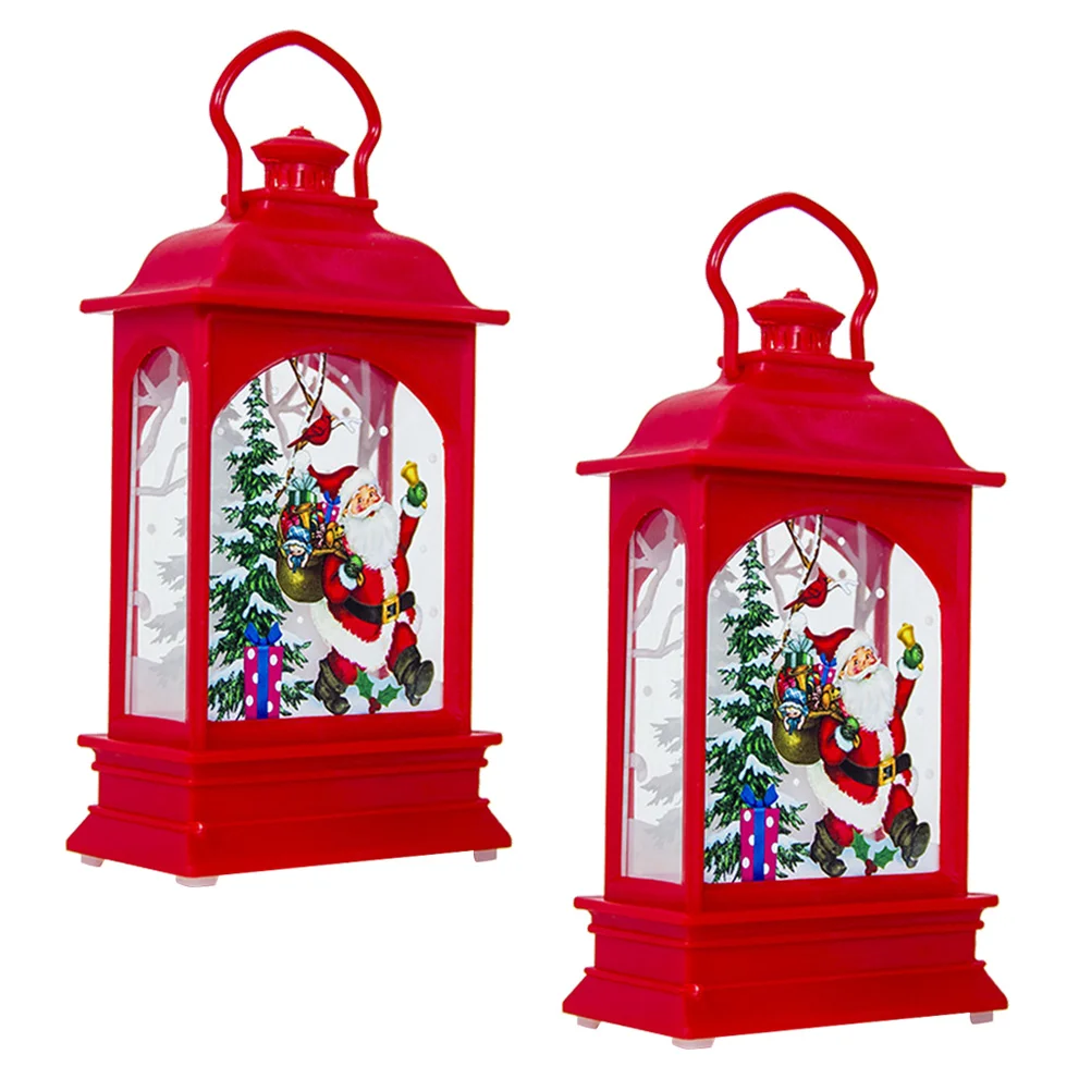 

Christmas Lantern Snow Globe Lights Lighted Santa Hanging Decoration Storm Decorative Lamp Portable