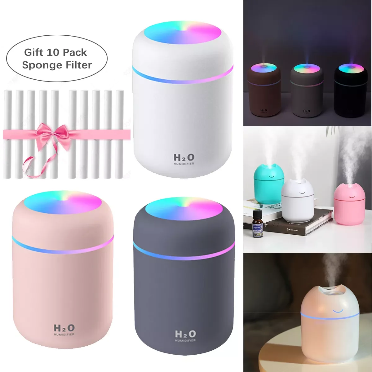 

7 Color LED Light 200ml/300ml Air Humidifier Ultrasonic Aroma Essential Oil Diffuser USB Cool Mist Maker Purifier for Car Home