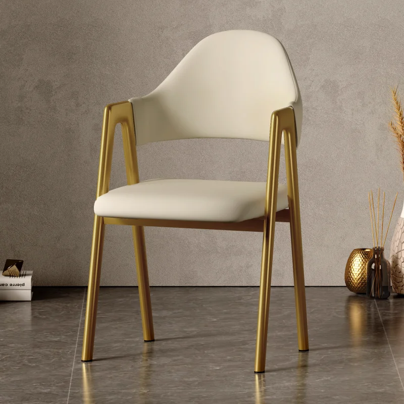

Golden Legs Leather Dinning Chair Modern Nordic Comfortable Armnest Kitchen Chair Lounge Relax Sillas Plegables Home Items
