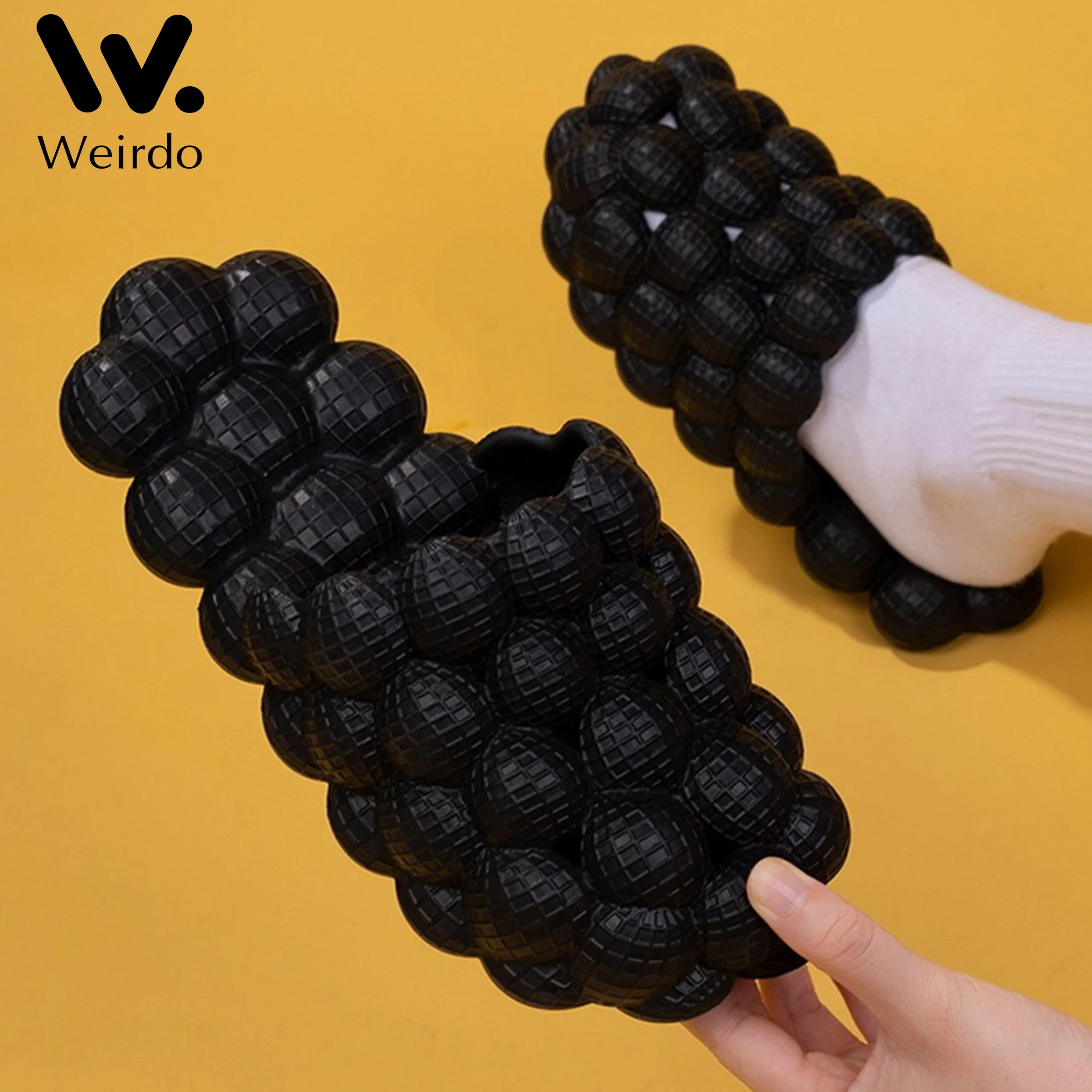 

Stress Relief Women Men Anti Slip Solid Color Simple Foot Massage Shower Slippers Bubble Slides Lightweight Home Travel Funny