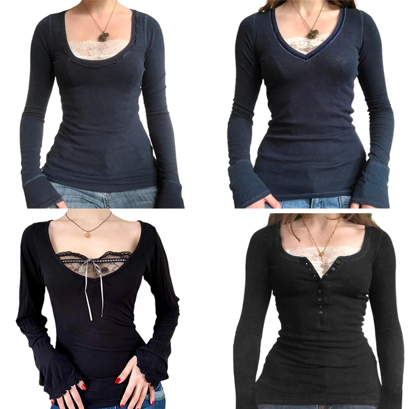 

Kawaii Fairycore Y2K, шикарные женские милые винтажные Топы Milkmaid, серая футболка с оборками, ретро-топы с бантом, кавайная одежда, футболки