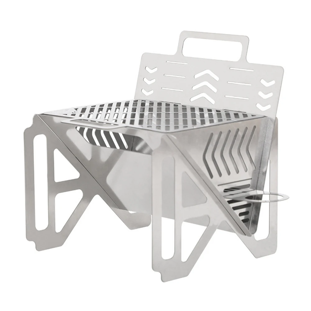 

Stainless Steel Outdoor Fireplace Holder Camping Fire Rack Foldable Mesh for Picnic BBQ Bonfire Stove Heating