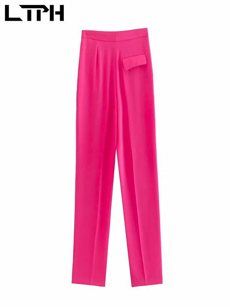 LTPH blazer pant 2 piece set women business casual office wear blazers jacket streetwear rose red pant suits 2023 summer new