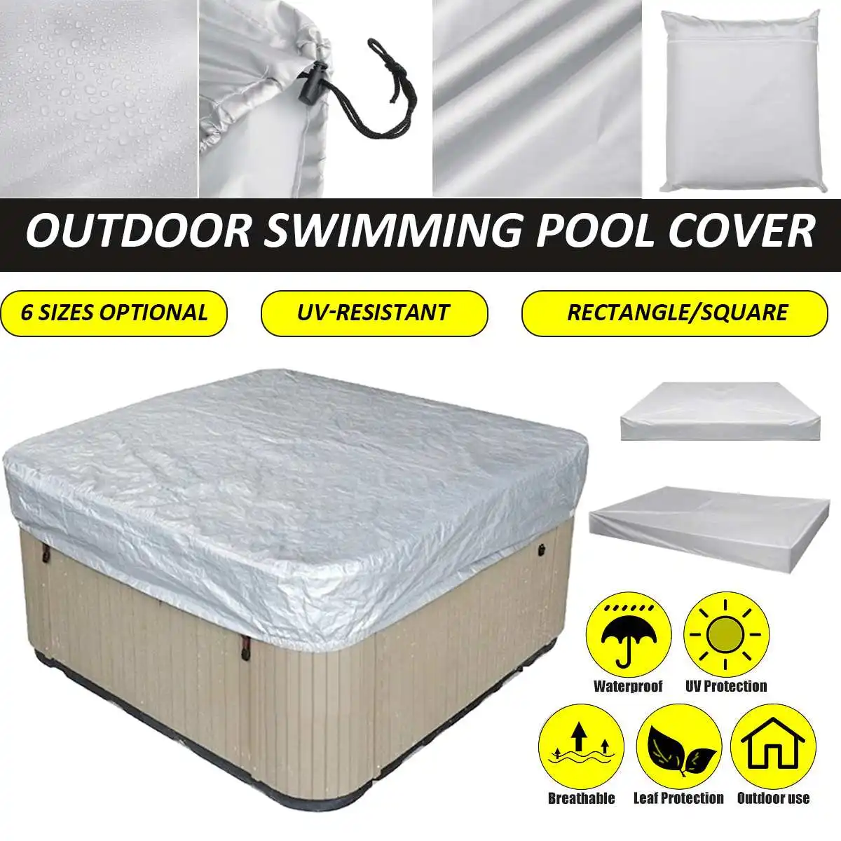 

Swimming Pool Cover Waterproof Anti UV Outdoor All-Purpose Covers Protection For Garden Patio Weatherproof Dust Covers Silver
