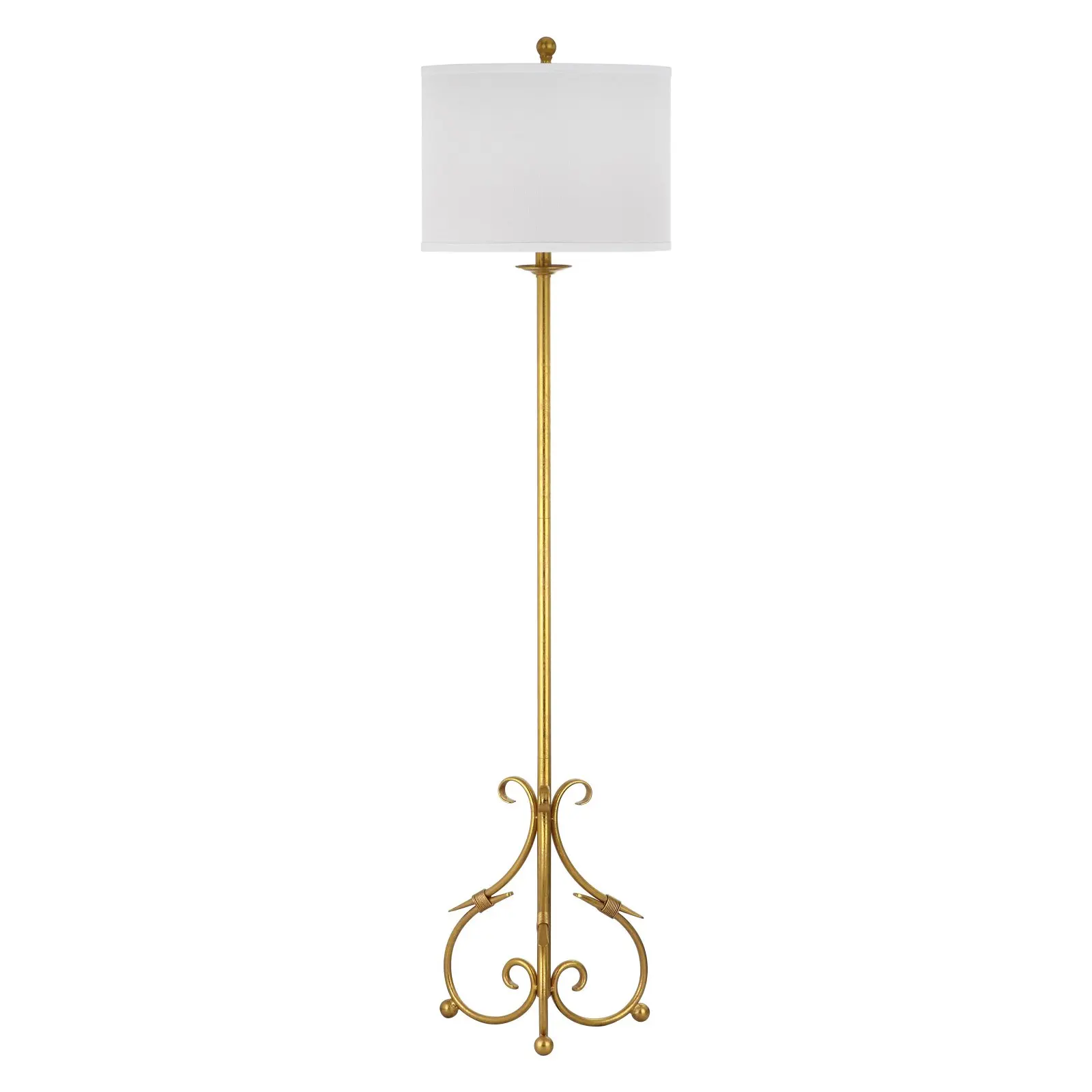 

Elisa 60 in. H Baroque Floor Lamp, Antique Gold/White Shade