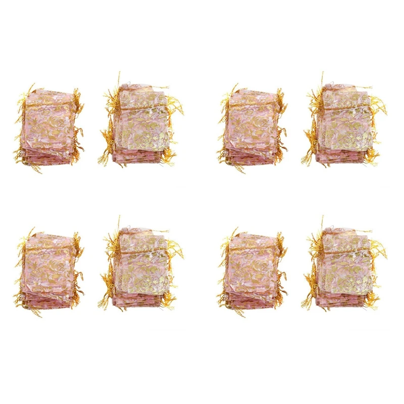 

400Pc 7X9cm Rose Organza Drawstring Gift Jewelry Bags Pouches Wedding Xmas Party Gifts Bags Pink