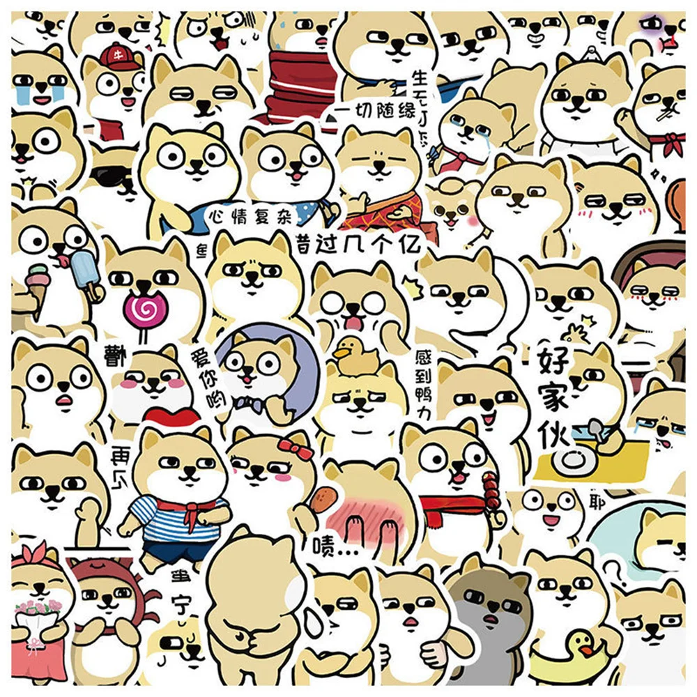 

10/30/50PCS New Shiba Inu Sticker Pack Cartoon Personality Creative Animation Ipad Guitar Chair Decoration Waterproof Wholesale