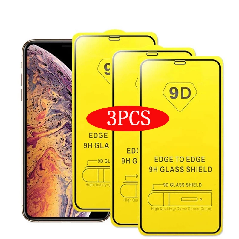 

3/2/1PCS 9D Protective Glass for IPhone 13 11 12 Pro Max XR XS X Full Cover Screen Protective Glass for IPhone 7 8 6S Plus Film