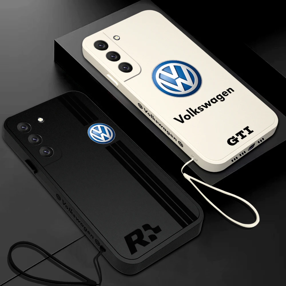 

Luxury Car v-volkswagen Logo Phone Case For Samsung A53 A50 A52 A52S A51 A72 A71 A73 A81 A91 A32 A22 A30 4G 5G with Hand Strap