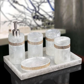 Resin Bathroom Accessories Set, High-end Mouthwash Cup, Soap Box, Lotion Bottle, Toothbrush Holder, Creative Bathroom Kit