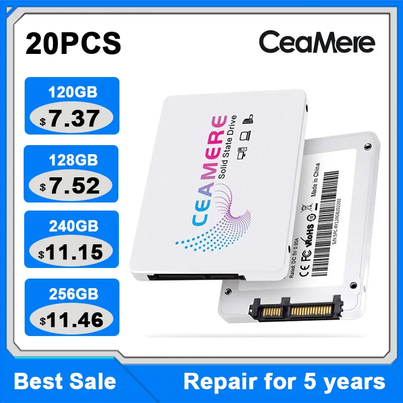 

CeaMere 20 шт. Sata3 Ssd 128 ГБ 240 ГБ 120 ГБ 256 ГБ 512 ГБ 1 Тб Hdd 2,5 жесткий диск 2,5 дюйма Внутренний твердотельный накопитель для