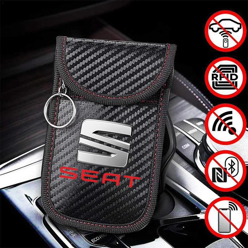 

Carbon Fiber Car Keys Case Keychain RFID Shielding Key Credit Card For Seat Leon 5f Ibiza 6l 6j Leon 1p Cushion Altea Xl Leon Mk