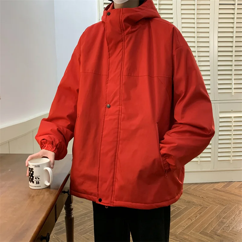 Winter Jacket Men Warm Fashion Casual Thicken Jacket Men Streetwear Korean Loose Thick Hooded Short Coat Mens Parker M-5XL