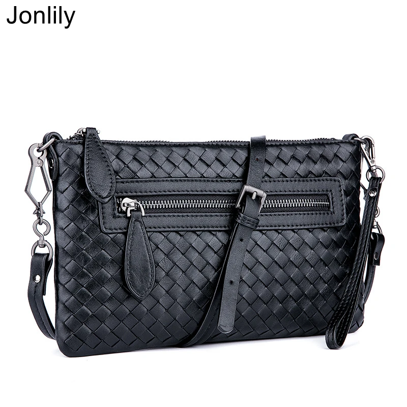 

Jonlily Women Woven Sheepskin Leather Shoulder Bag Elegant Mini Handbag Clutch Bag Female Crossbody Bag Teen Daybag Purse -KG686