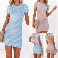 fashion slim dress womens 2022 europe and the united states summer new womens solid color temperament dress women