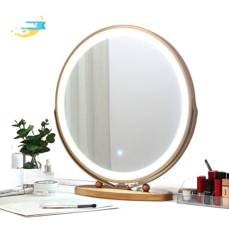 

Round Makeup Mirror Led Light Dressing Table Large Round Vanity Mirror Bedroom Espejo Maquillaje Asthetic Room Decoration