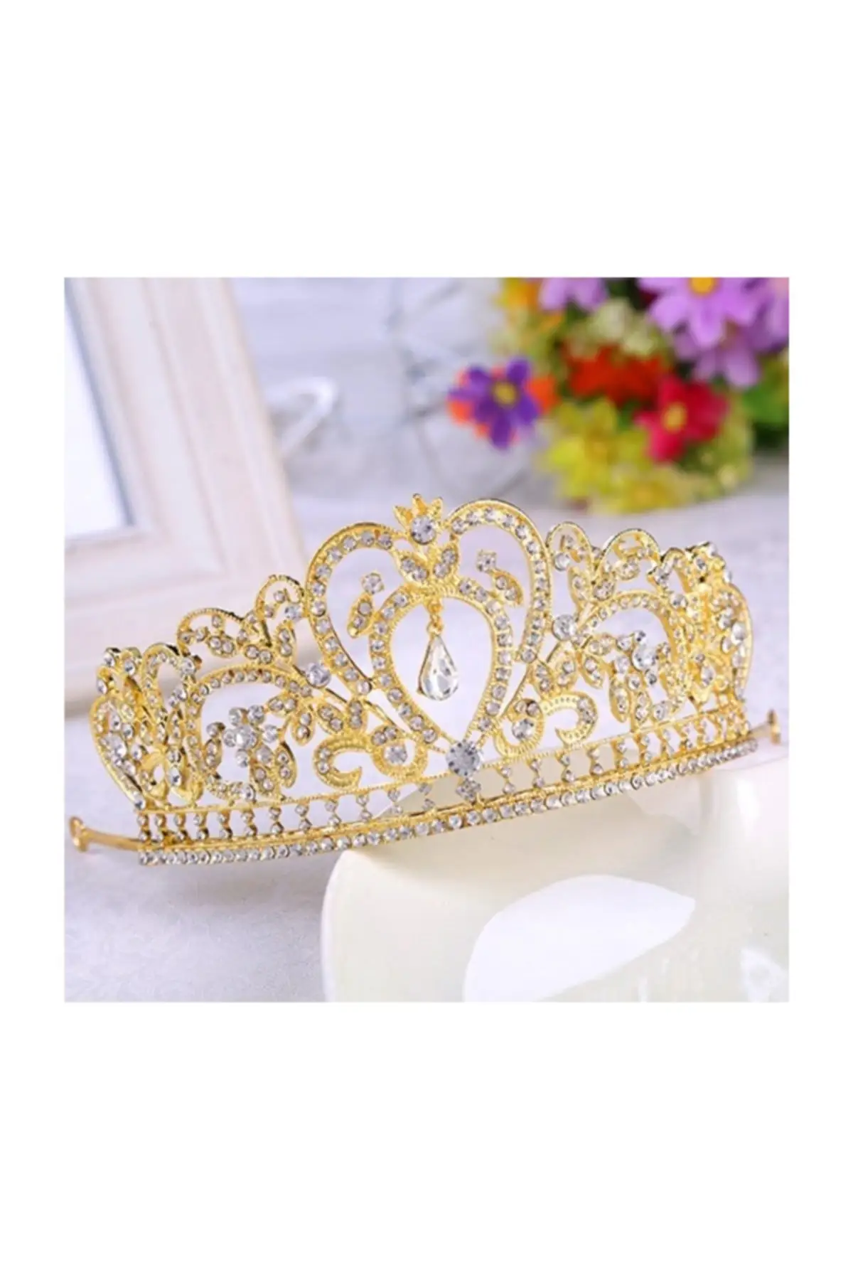 

Bridal Accessories Heart Motif Gold Bridal Crown Wedding Handmade For Bride And Bride