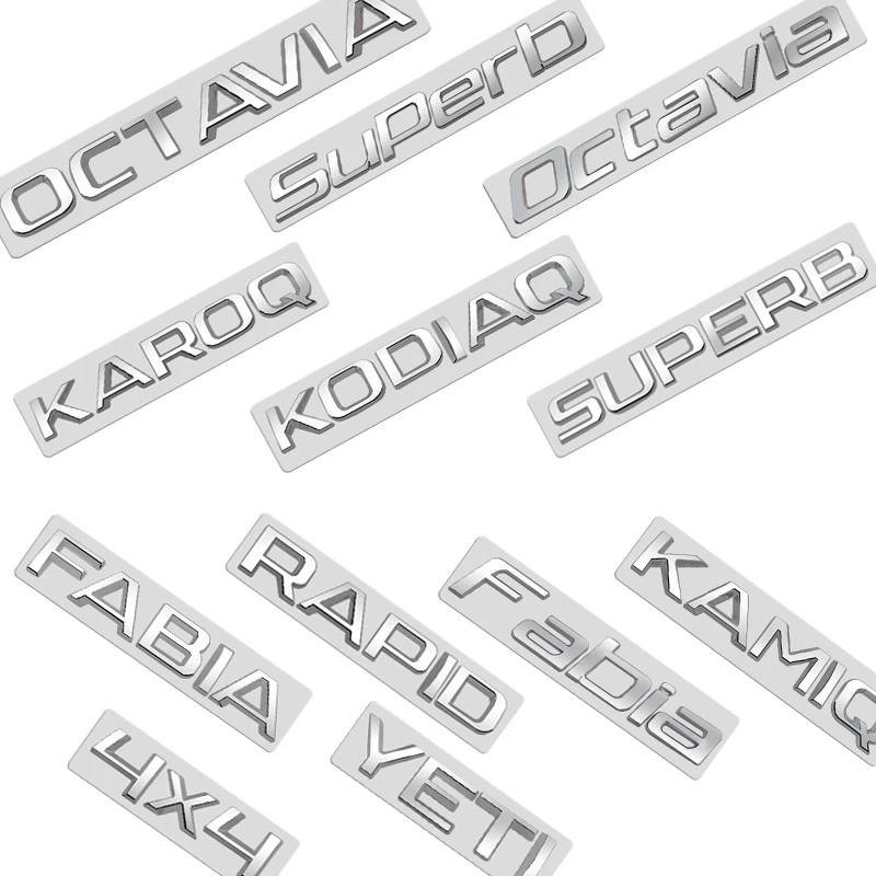 

Metal Emblem Chrome Silver Car Sticker Badge Decal Body Trunk Decor for Karoq Kodiaq Rapid Yeti Octavia Superb Fabia Kamiq 4x4