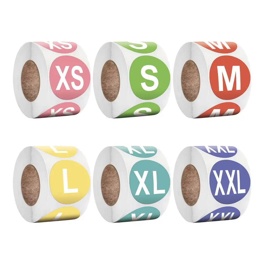 

6Pcs Colorful Clothing Stickers Set Sticky Eye-catching Marking Sticker Round Size Labels Gloves Shopping Accessories