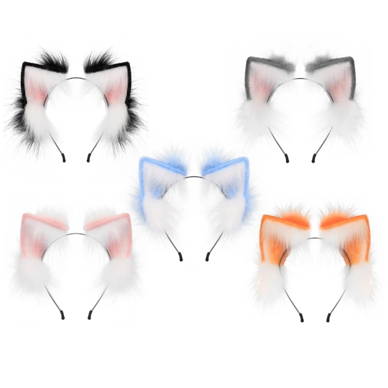 

Girls Foxes Ear Shape Headband Plush Cosplay Anime Character Halloween Hair Hoop