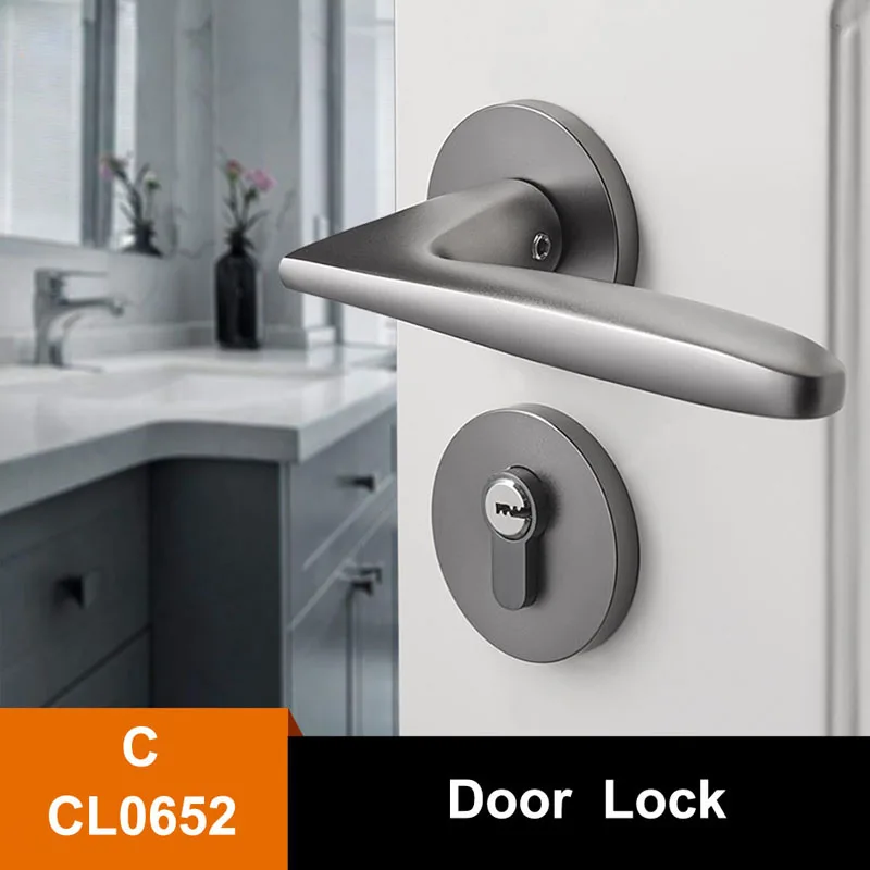 

Bedroom Panel Indoor Locks Aluminum Alloy Room Lock Wood Door Split Handle Lockset Home Security Locksets Black or Grey option