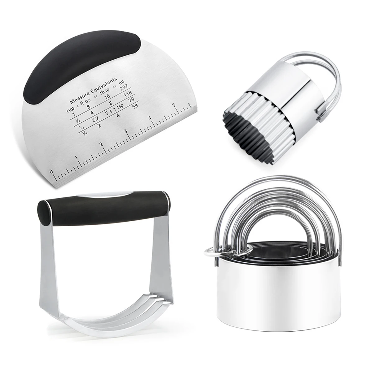 

Stainless Steel Biscuit Cutters Dough Blender Pastry Scraper Set Kitchen Tools Stainless Steel Biscuit Cutters Stainless Steel