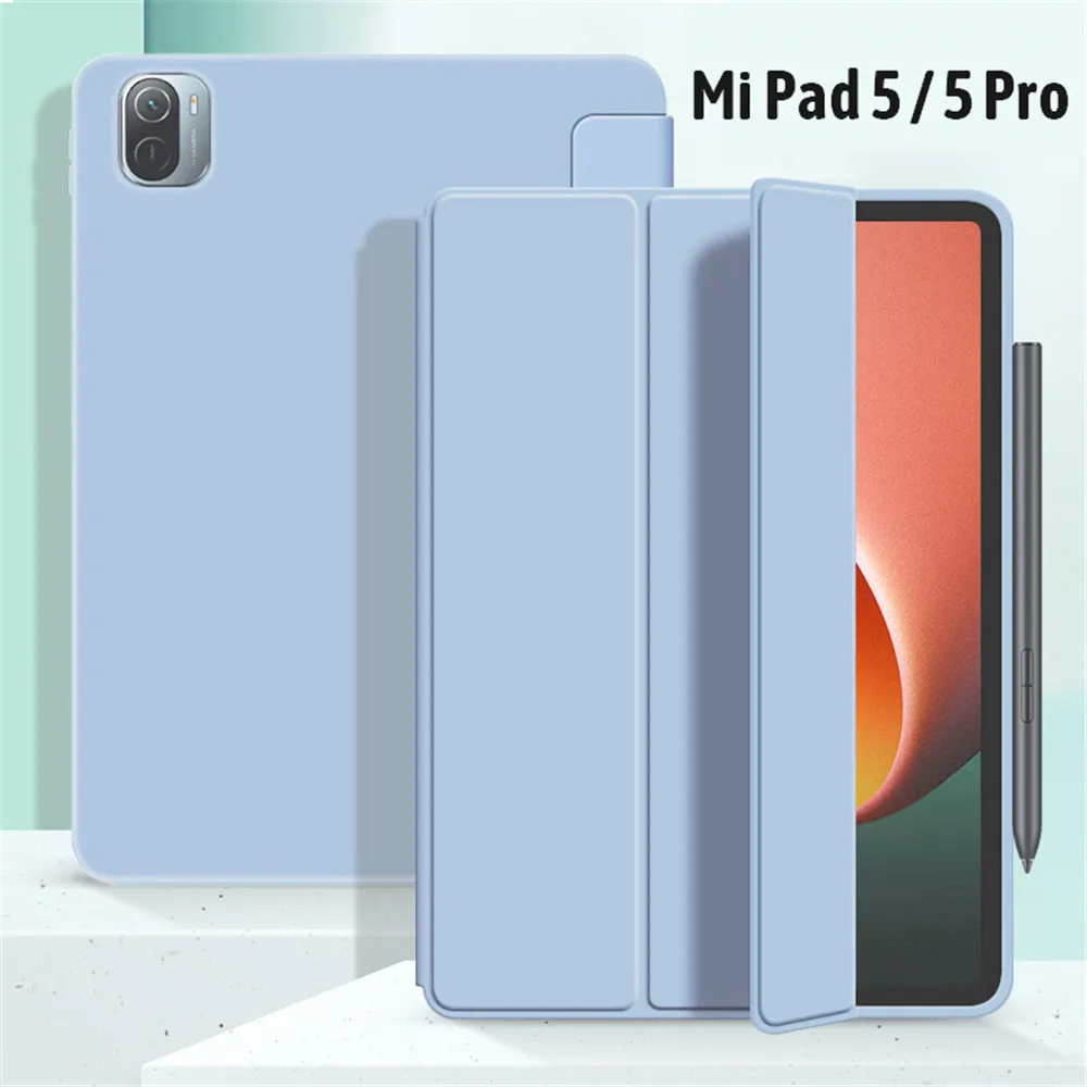 

Мягкий чехол из искусственной кожи для планшета Xiaomi Mi Pad 5 Pro 2021 Xiaomi Mi Pad 5, чехол с тройной подставкой, чехол с функцией сна/пробуждения и магни...