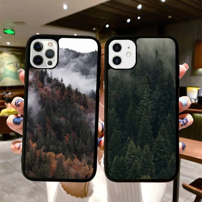 

BANDAI Mountain Forest Phone Case Silicone PC+TPU Case for iPhone 11 12 13 Pro Max 8 7 6 Plus X SE XR Hard Fundas