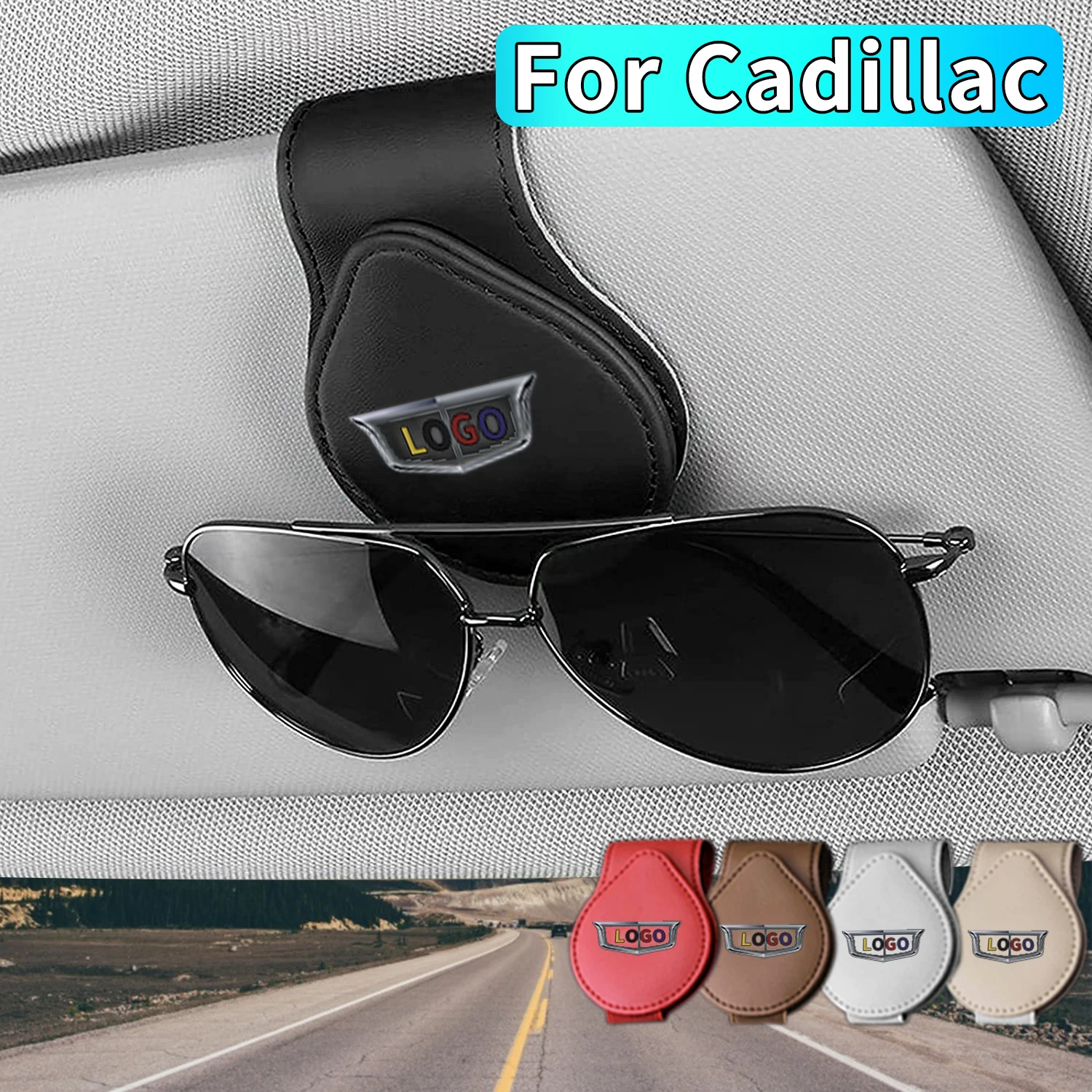 

Car Glasses Case Leather Sun Visor Sunglasses Clip Ticket Card Holder For Cadillac CTS CT5 CT6 XTS ATS SRX Interior Accessories