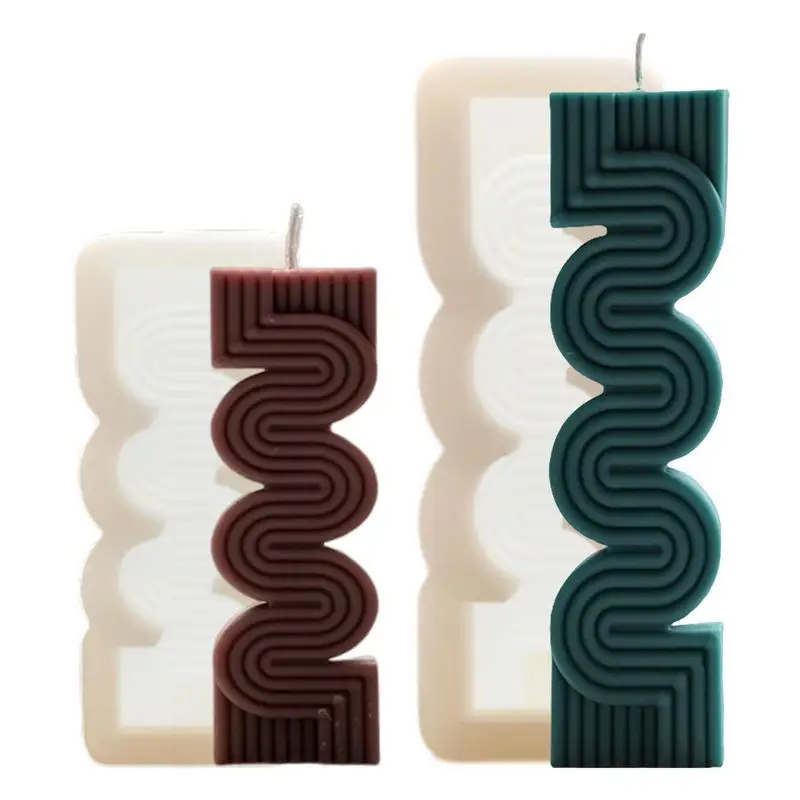 

3D Ribbed Column S-shaped Candle Silicone Mold Long Wave Pattern Scented Candle Silicone Mold Home Decoration Party Gift Mold