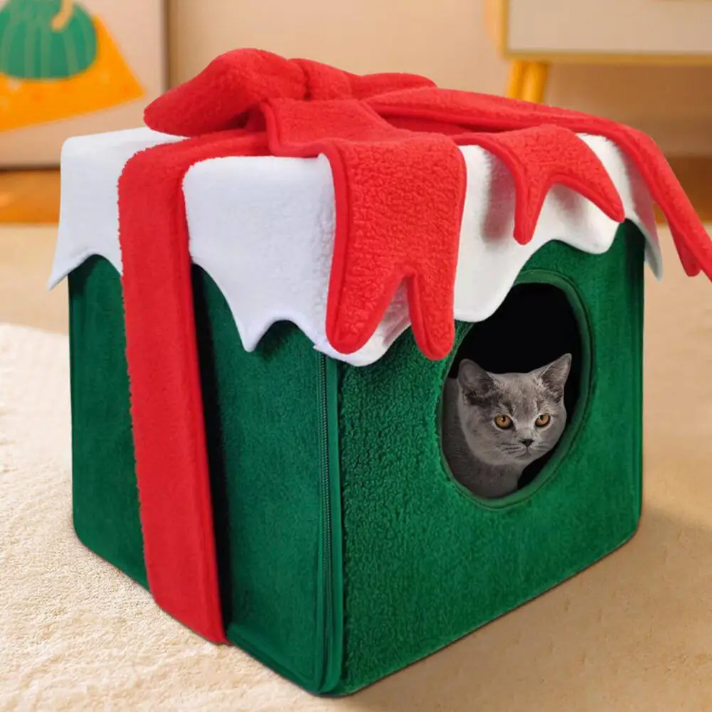 

Premium Cat Nest Christmas Gift Box Novelty Cute Cats Cage Nest Cave Pet Bed Pet House