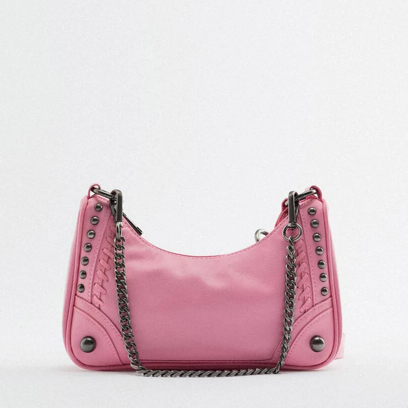 2023 Summer New Women's Rock Underarm Bag High Capacity Chain Shoulder Crossbody Bag Rivet Fashion Women Purse And Handbags