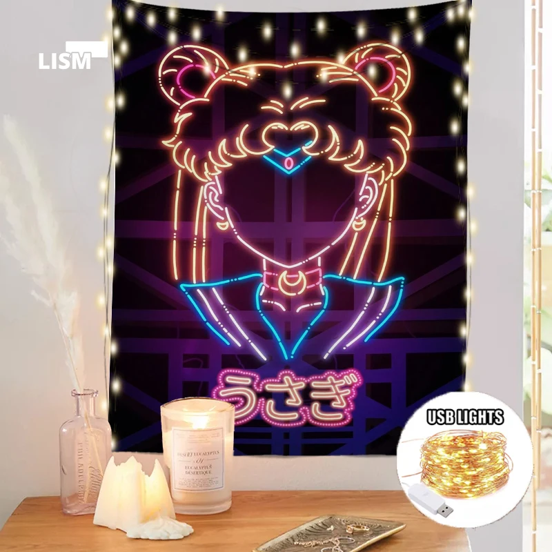 

Japanese Classic Anime Tapestry Wall Hanging Decorative Mural Cartoon Wall Art Prints Modern Home Bedroom Decor Cute Tapestry