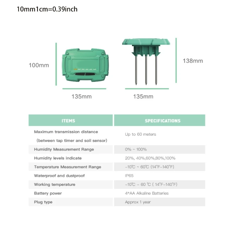 

Soil Temperature Moisture Sensor Meter Blue-tooth Irrigation Soil Thermometer Humidity Sensor Works with Water Timer