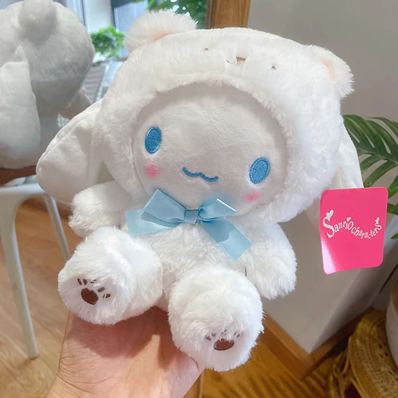 Sanrio Cute Cos Cross Dressing White Bear Series Plush Toy Kuromi Melody Cinnamoroll Kitty Plush Doll Pendant Plushie Kids Gifts