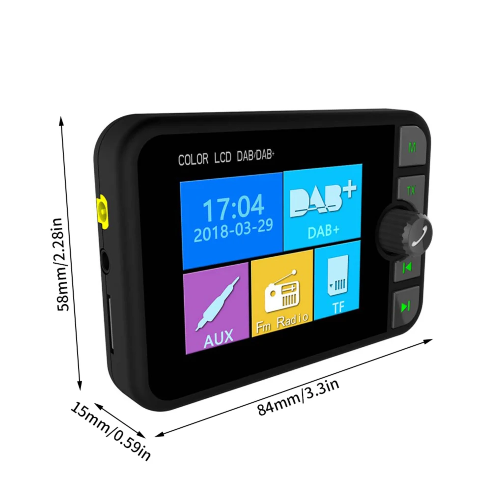Car DAB Radio MP3 Colorful Picture Display Screen Bluetooth-compatible Digital Radio with Car Charger Bracket