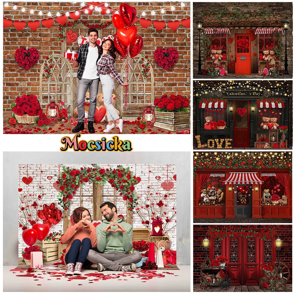 

Mocsicka February 14th Valentine's Day Photography Backdrops Wedding Decoration Props Sweet Confession Studio Photo Curtains