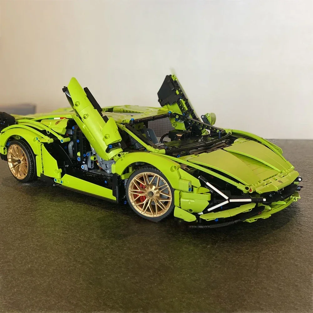Фото 3696 шт. Lamborghinised Sian спортивный автомобиль строительные блоки FKP37 сборка автомобиля совместимо 42115 кирпичи подарки на день рождения украшения №2