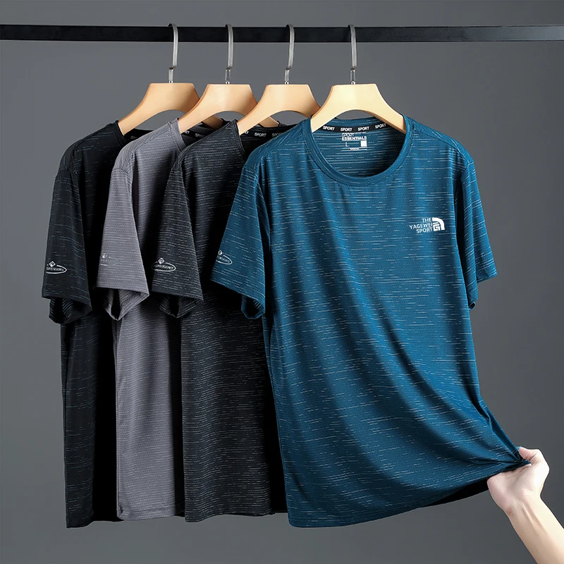 

2022 New Summer Quick Drying Breathable Mesh T-shirts Men Sportswear Tees Male Plus Size Workout Gym OverSize 8XL