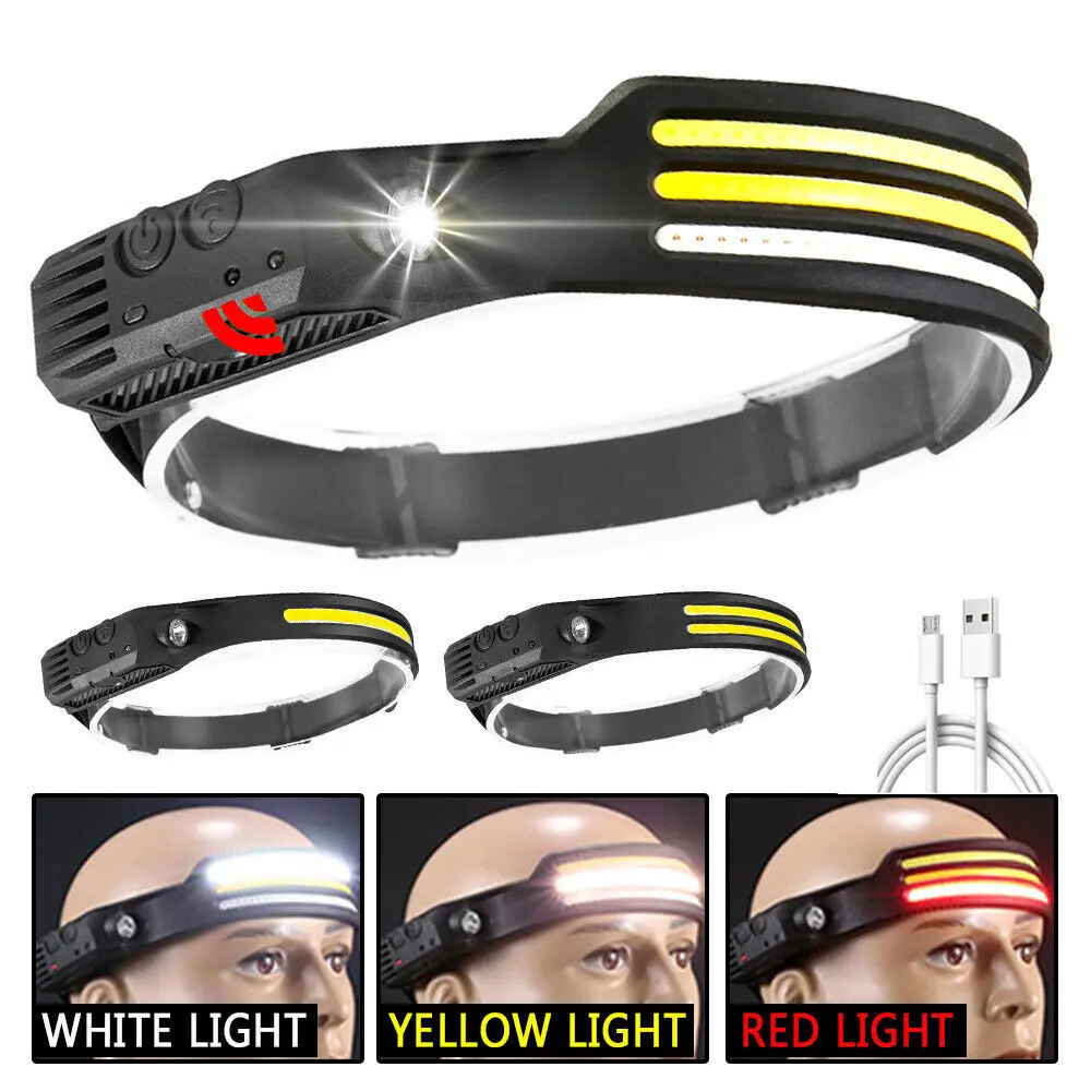 

3 Colors Rechargeable light Headlamp Waterproof Strip Flashlights for Outdoor Running,camping,Fishing,Hiking,searching,Riding