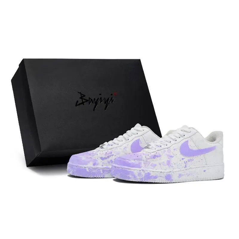 【Customize】Nike Air Force 1 Skateboarding Shoes Men Low-top Purple/white Sneakers shoes CW2288-111