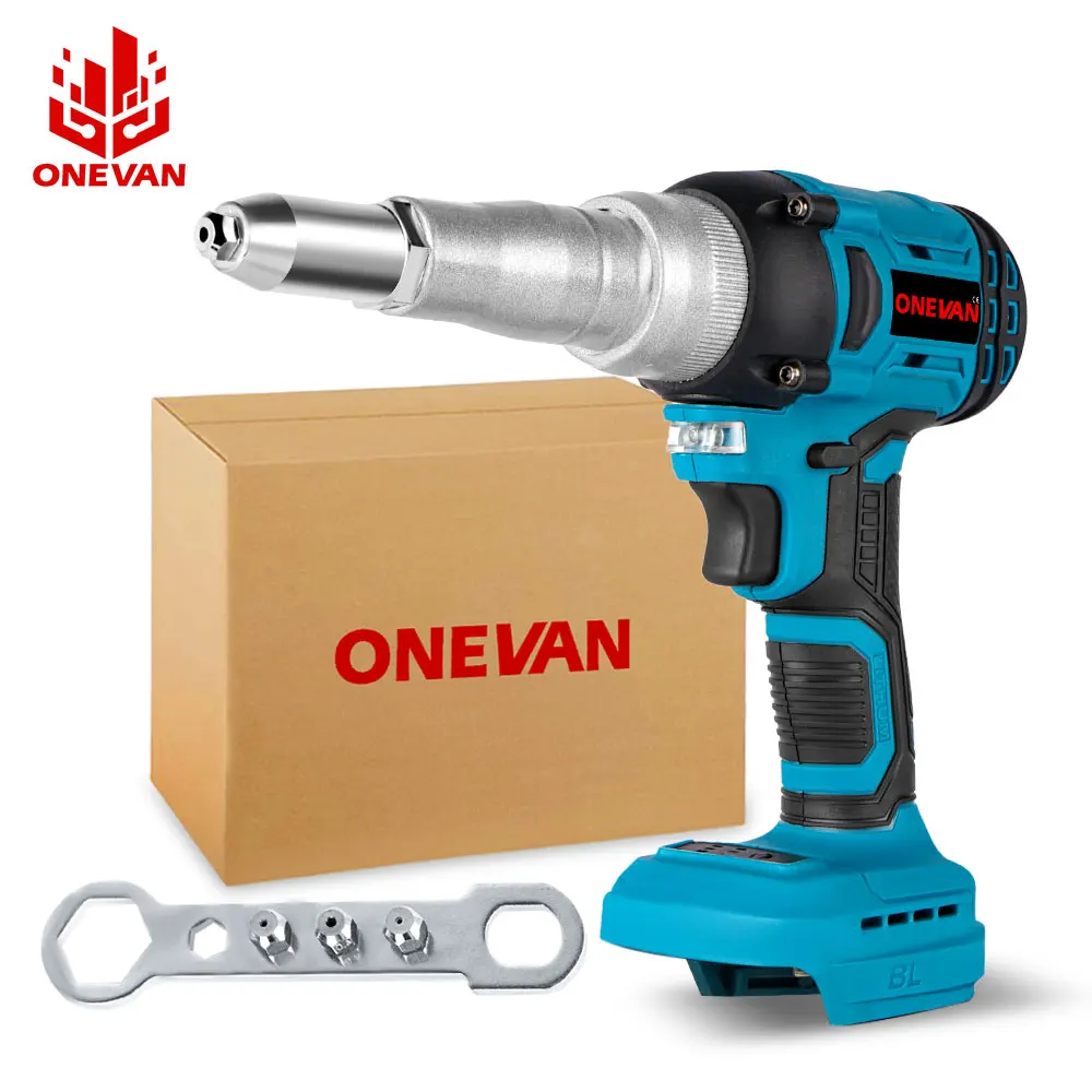 ONEVAN 20000N Brushless Electric Rivet Gun 2.4~5.0mm Cordless Rivet Nut Gun 720W Drill Insert Power Tools For Makita 18V Battery