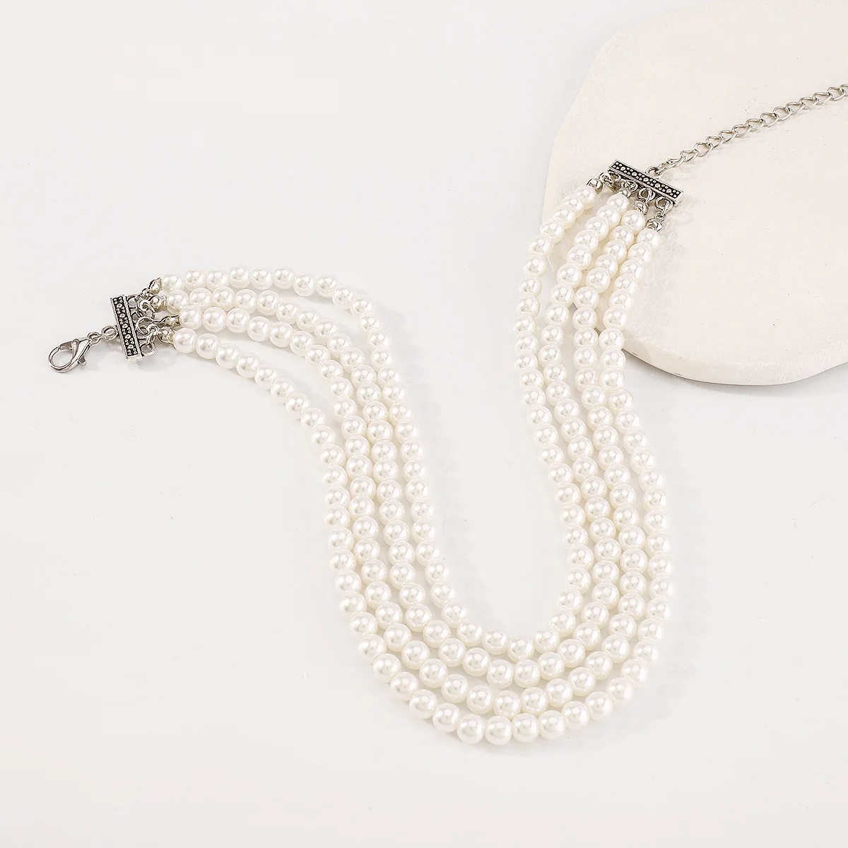 

Элегантное французское винтажное многослойное жемчужное ожерелье Lamyesi с цепочкой до ключиц, Роскошное дизайнерское женское ожерелье-чокер