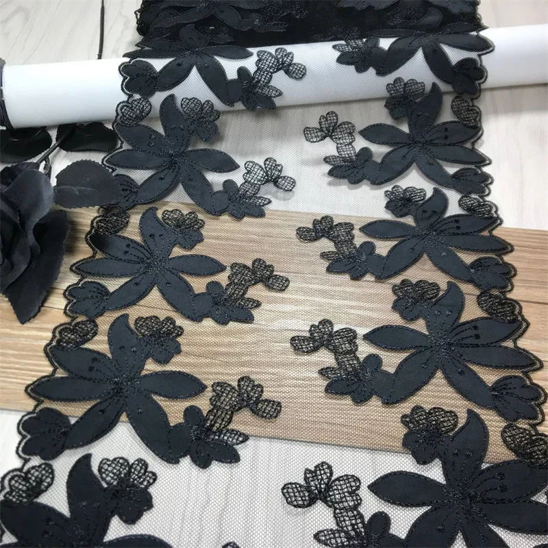 

Черная Тюлевая вышивка, кружевная отделка «сделай сам», ткань для шитья бюстгальтеров, качественная Горячая Распродажа, аксессуары для ниж...