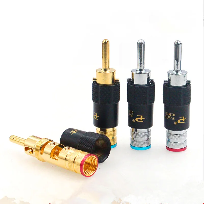 

8 pieces of 24k gold pure copper gold-plated/plated guy self-locking banana plug audio amplifier speaker cable plug