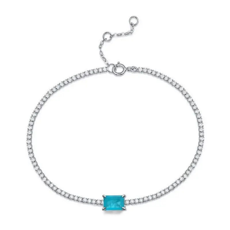 

Женский браслет из серебра 100% пробы с турмалином, 6x8 мм