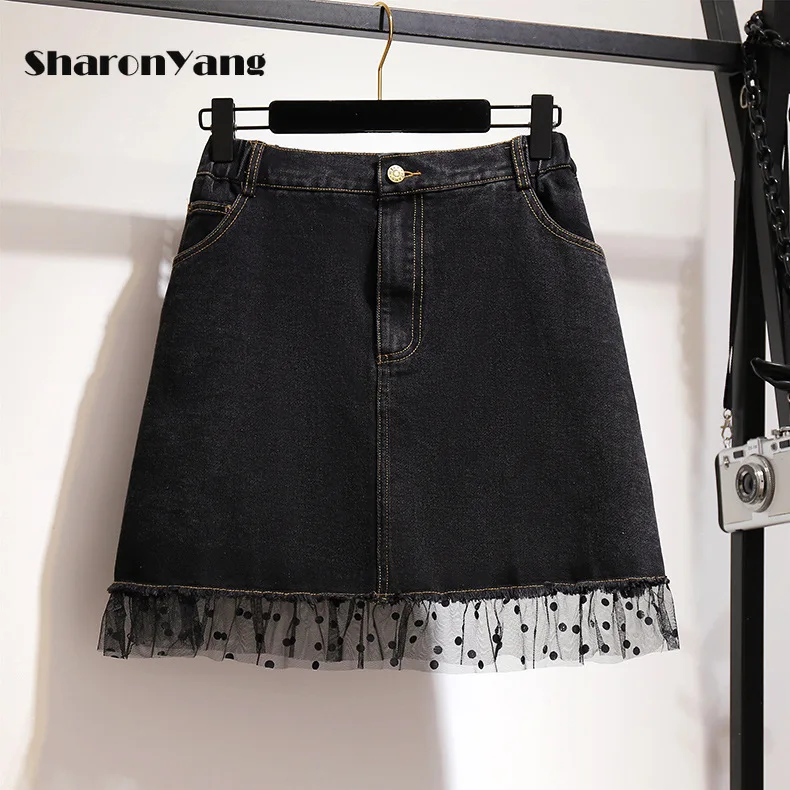 

2XL-6XL Shirts Womens 2022 Summer Korean Style Denim Skirts for Women Large Size Woman Skirts A Line Mini Skirt Jean Skirts