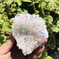 natural white angel aura quartz electroplating white crystal cluster colorful point geode mineral enegry healing crystals decor