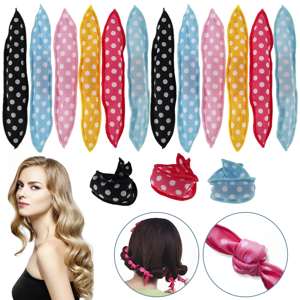 

12 шт., гибкие бигуди для волос, из полиэстера