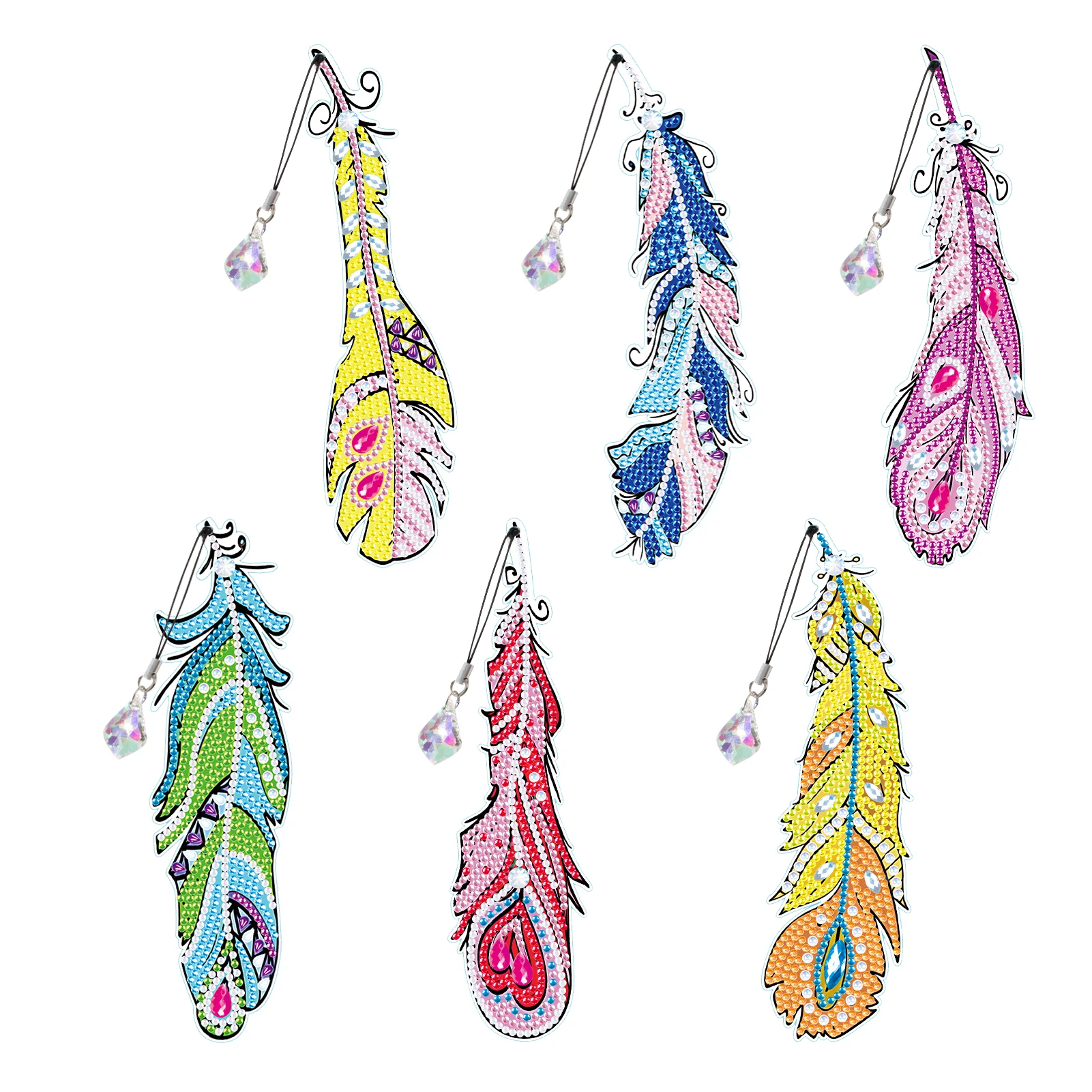 

6 шт., круглые акриловые аксессуары для рисования в форме перьев